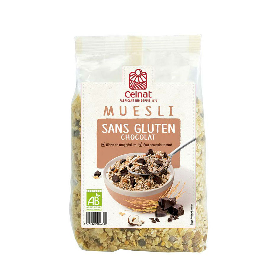 Muesli Chocolate SIN GLUTEN Celnat 375 g Atenea Parafarmacia Bio