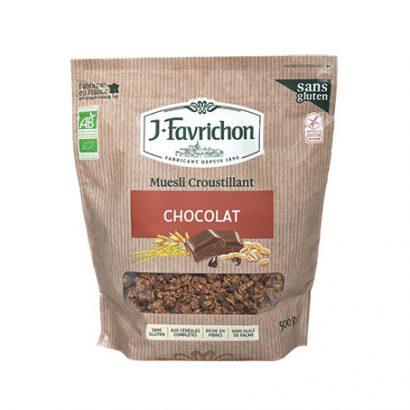 Muesli Crujiente Orgánico Chocolate SIN GLUTEN - J. Favrichon - 500 g