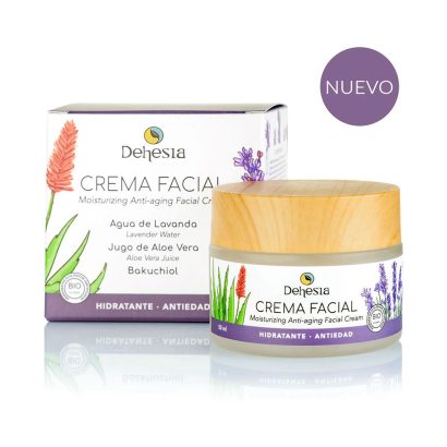 Crema Facial Hidratante-Antiedad BIO con Lavanda, Aloe Vera y Bakuchiol - Dehesia - 50 ml