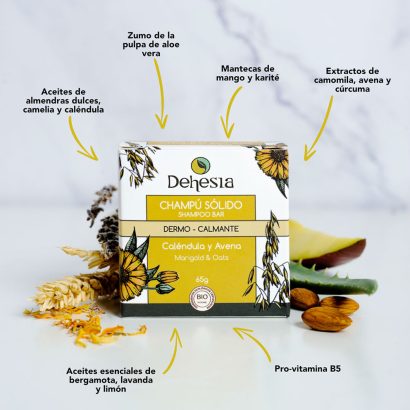 Champú Sólido BIO Dermo-Calmante con Caléndula y Avena - Dehesia - 65 g - Imagen 2