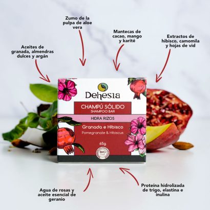 Champú Sólido BIO Hidra Rizos con Granada e Hibisco - Dehesia - 65 g - Imagen 2