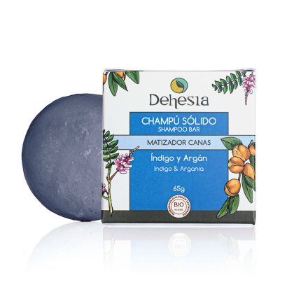 Champú Sólido BIO Matizador de Canas con Índigo y Argán - Dehesia - 65 g